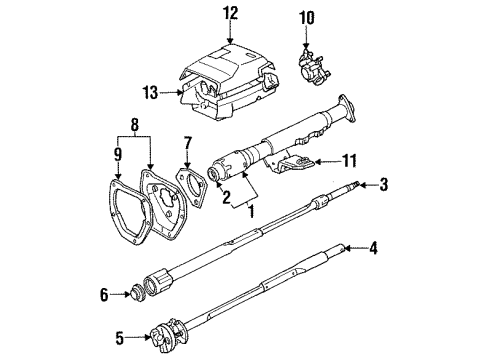 1986 Toyota Pickup Steering Column Assembly Upper Shaft Diagram for 45210-35090