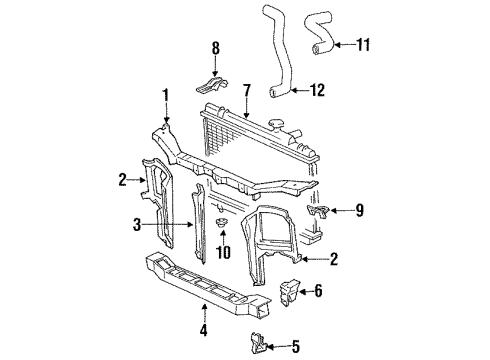 1992 Toyota Tercel Radiator & Components, Radiator Support Cap Assembly Diagram for 16405-55041