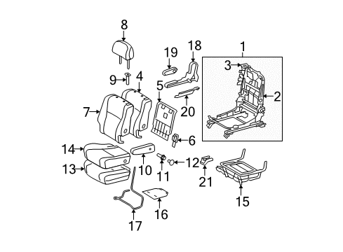 2010 Toyota Highlander Second Row Seats Seat Back Pad Diagram for 71651-0E050