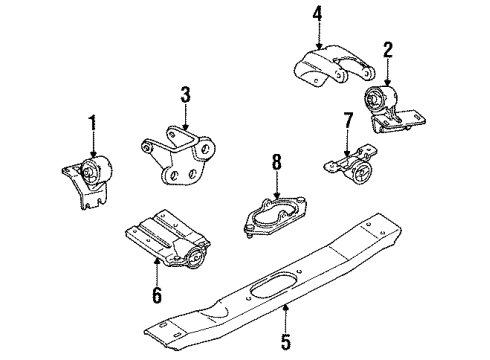 1993 Jeep Grand Cherokee Engine & Trans Mounting CLEVIS Bracket Rear Engine Diagram for 52018329