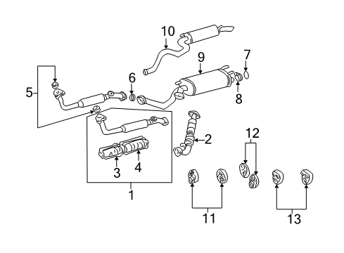 2005 Toyota Land Cruiser Exhaust Components Front Exhaust Pipe Assembly No.2 Diagram for 17450-50070