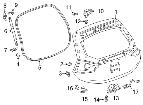 2019 Chevrolet Bolt EV Lift Gate Lift Cylinder Diagram for 95429722