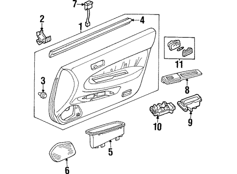 1998 Acura TL Rear Door Weatherstrip, Right Front Door (Inner) Diagram for 72335-SW5-013