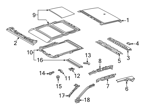 2021 Toyota RAV4 Roof & Components Rear Header Diagram for 63105-42050