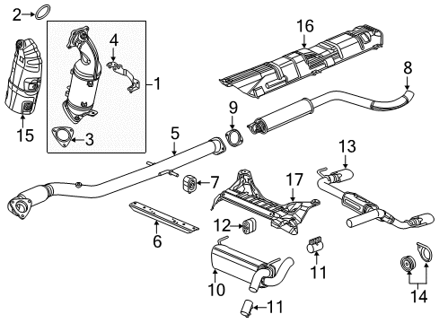 2016 Buick Cascada Exhaust Components Muffler & Pipe Diagram for 13423330