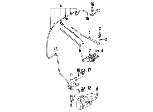 1998 Mitsubishi Eclipse Wiper & Washer Components Motor WIPER Diagram for MR387975