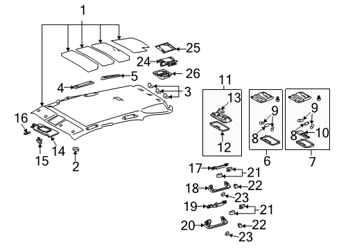 2004 Lexus RX330 Interior Trim - Roof Headliner Insert Diagram for 90530-30003