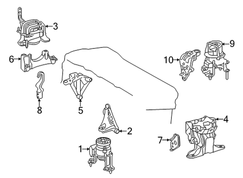 2021 Toyota RAV4 Prime Engine & Trans Mounting Rear Mount Diagram for 12371-25100