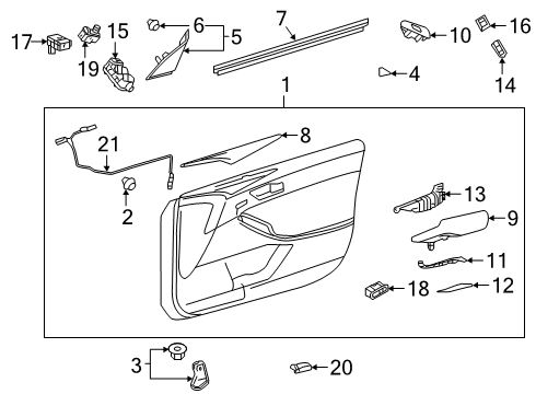 2019 Toyota Avalon Mirrors Door Trim Panel Bracket Diagram for 67626-07010