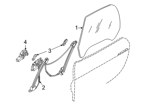 2002 BMW Z8 Glass - Door Window Regulator Front Left Diagram for 51338234385