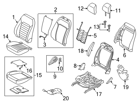 2017 Ford Fusion Front Seat Components Adjust Handle Diagram for HS7Z-5461198-AA