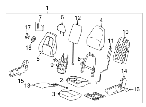 2008 Saturn Vue Heated Seats Cover, Driver Seat Inner Adjuster Finish Diagram for 96839598