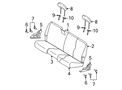 2004 Dodge Ram 3500 Rear Seat Components Rear Seat Cushion Diagram for ZL401DVAA