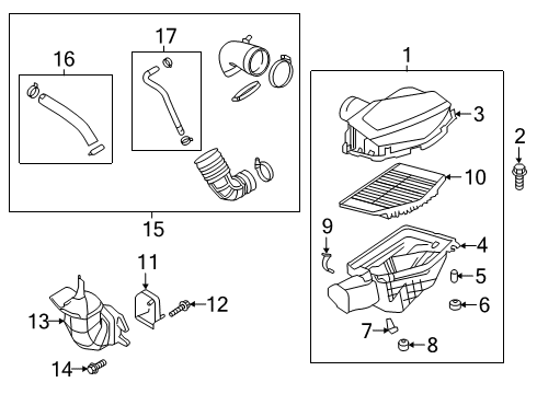 2019 Kia K900 Air Intake Air Cleaner Assembly, Left Diagram for 28121J6100
