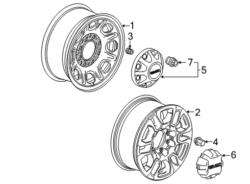 2022 GMC Sierra 2500 HD Wheels Hub Cap Diagram for 84560570