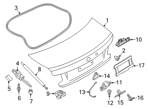 2017 BMW 230i xDrive Trunk Lid Gas Pressurized Spring For Trunk Lid Diagram for 51247304556