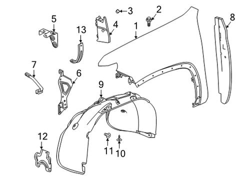 2021 Chevrolet Silverado 3500 HD Fender & Components Fender Diagram for 84581167