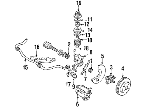 1988 Ford Escort Front Brakes Strut Insulator Diagram for E5FZ5415A