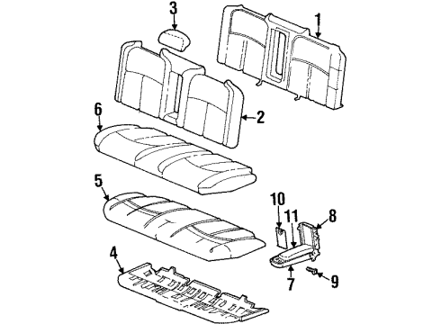 1997 Oldsmobile Aurora Rear Seat Components Pad Asm-Rear Seat Cushion Diagram for 16733242