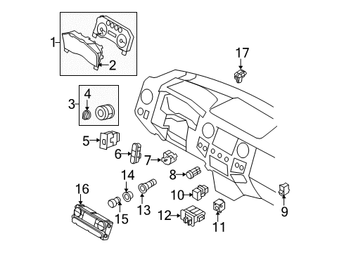 2009 Ford F-350 Super Duty A/C & Heater Control Units Cluster Lens Diagram for 8C3Z-10890-B