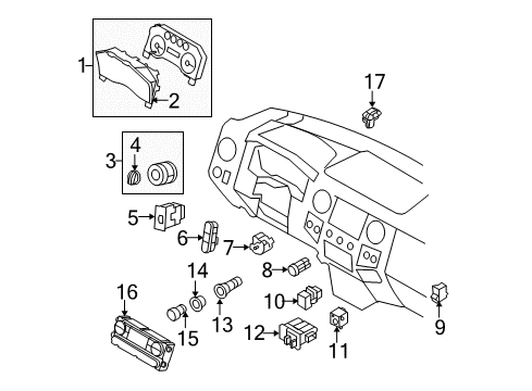 2009 Ford F-350 Super Duty A/C & Heater Control Units Headlamp Switch Knob Diagram for 5C3Z-11661-AA