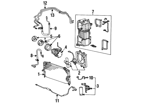 1990 Toyota Camry A/C Condenser, Compressor & Lines Fan Motor Diagram for 88550-32070