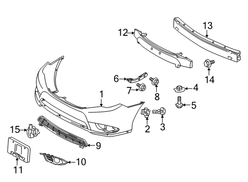 2012 Toyota Avalon Front Bumper Stay Diagram for 52145-07010