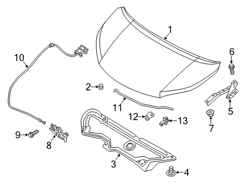 2020 Nissan NV200 Hood & Components Male Hood Lock Diagram for 65601-3LM2C