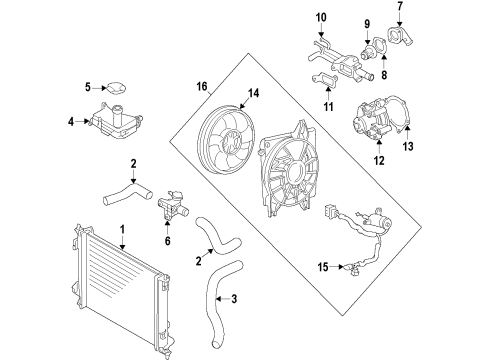 2010 Kia Soul Cooling System, Radiator, Water Pump, Cooling Fan Blower Assembly-Radiator Diagram for 253802K100