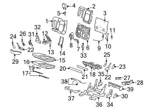 2007 Saturn Outlook Second Row Seats Recliner Cover Diagram for 15900496