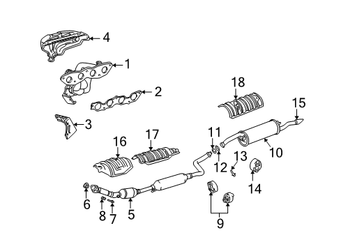 2004 Scion xB Exhaust Components, Exhaust Manifold Tailpipe Extension Diagram for 17448-21030