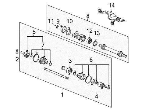 2013 Honda Fit Drive Axles - Front Joint Set, Outboard Diagram for 44014-T5E-010