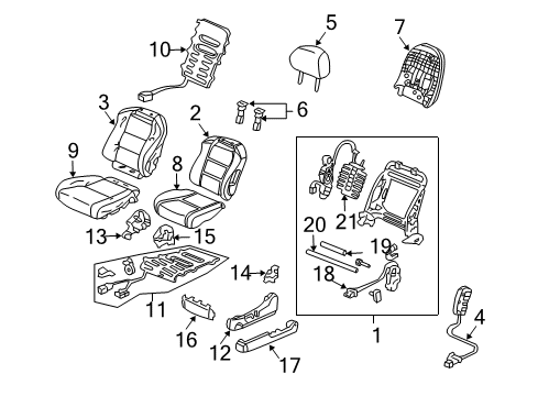 2004 Acura TL Front Seat Components Pad Assembly, Right Front Seat Cushion Diagram for 81137-SEP-A01