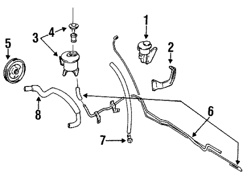 1989 Nissan Sentra Power Steering Pump & Cooler Lines Hose Assy-Control Valve Diagram for 49720-85A00