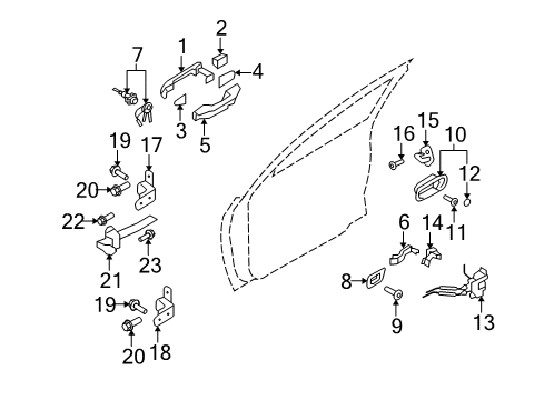 2011 Hyundai Elantra Front Door Interior Door Handle Assembly, Right Diagram for 82620-2L000-9K