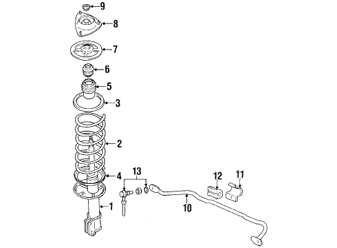 1989 Hyundai Sonata Struts & Components - Front Strut Assembly Diagram for 54650-33102