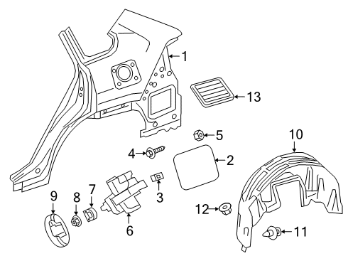 2020 Toyota RAV4 Fuel Door Wheelhouse Liner Diagram for 65637-0R020