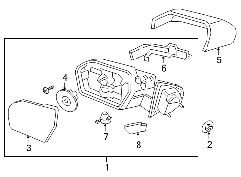 2018 Ford Expedition Mirrors Mirror Glass Diagram for JL1Z-17K707-A