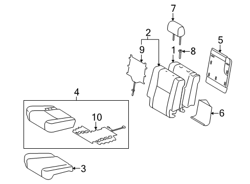 2009 Toyota Sequoia Heated Seats Seat Cushion Pad Diagram for 71612-0C120