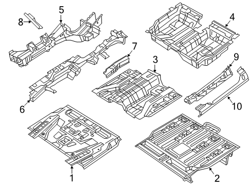 2018 Chrysler Pacifica Pillars, Rocker & Floor - Floor & Rails Pan-STOWAGE Bin Diagram for 68226973AB