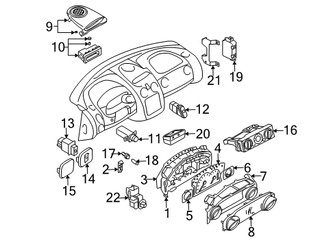 2000 Mitsubishi Eclipse Cluster & Switches Bulb-Instrument Panel Diagram for MR480441