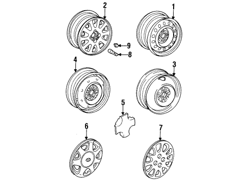 1995 Toyota Corolla Wheels Wheel Hub Ornament Sub-Assembly Diagram for 42603-12530