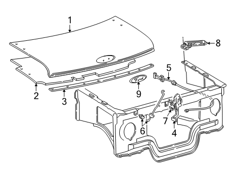 1994 Ford E-350 Econoline Hood & Components, Exterior Trim Emblem Diagram for F2UZ-8213-B