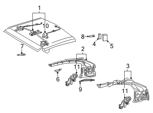 2015 Lexus IS250 Convertible Top Shim, Roof Panel Diagram for 63125-53070