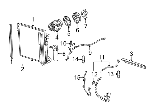 2006 Ford Escape A/C Condenser, Compressor & Lines Pulley Diagram for 5L8Z-19D784-AA