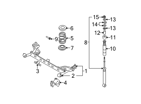 2009 Nissan Versa Rear Suspension Front Spring Rubber Seat Lower Diagram for 55032-EL00A