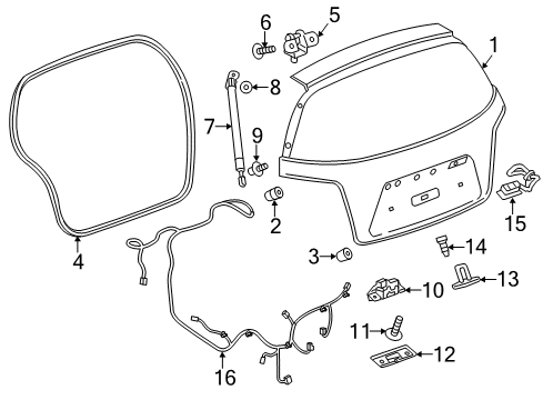 2013 Chevrolet Sonic Trunk Lift Cylinder Diagram for 95152167