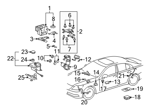 2012 Lexus LS460 ABS Components Computer Assembly, SKID Diagram for 89540-50511