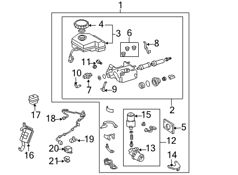 2005 Toyota 4Runner ABS Components Reservoir Assembly Diagram for 47220-60170