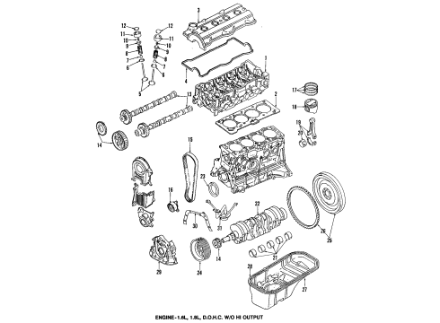 1992 Geo Prizm Engine Parts, Mounts, Cylinder Head & Valves, Camshaft & Timing, Oil Pan, Oil Pump, Crankshaft & Bearings, Pistons, Rings & Bearings Belt, Engine Timing Diagram for 94854342